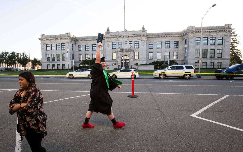 Scenes from the Sequoia High graduation ceremony held in the Everett Civic Auditorium on Thursday, June 13, 2019 in Everett, Wash. (Andy Bronson / The Herald)