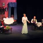 From left, Jacob Livingston plays Oscar Wilde, Jenifer Rifenbery portrays Lillie Langtry, Jay Vilhauer plays Sherlock Holmes and Joe Wack portrays Dr. Watson in Sherlock Holmes and the Case of the Jersey Lily. (Dale Sutton)