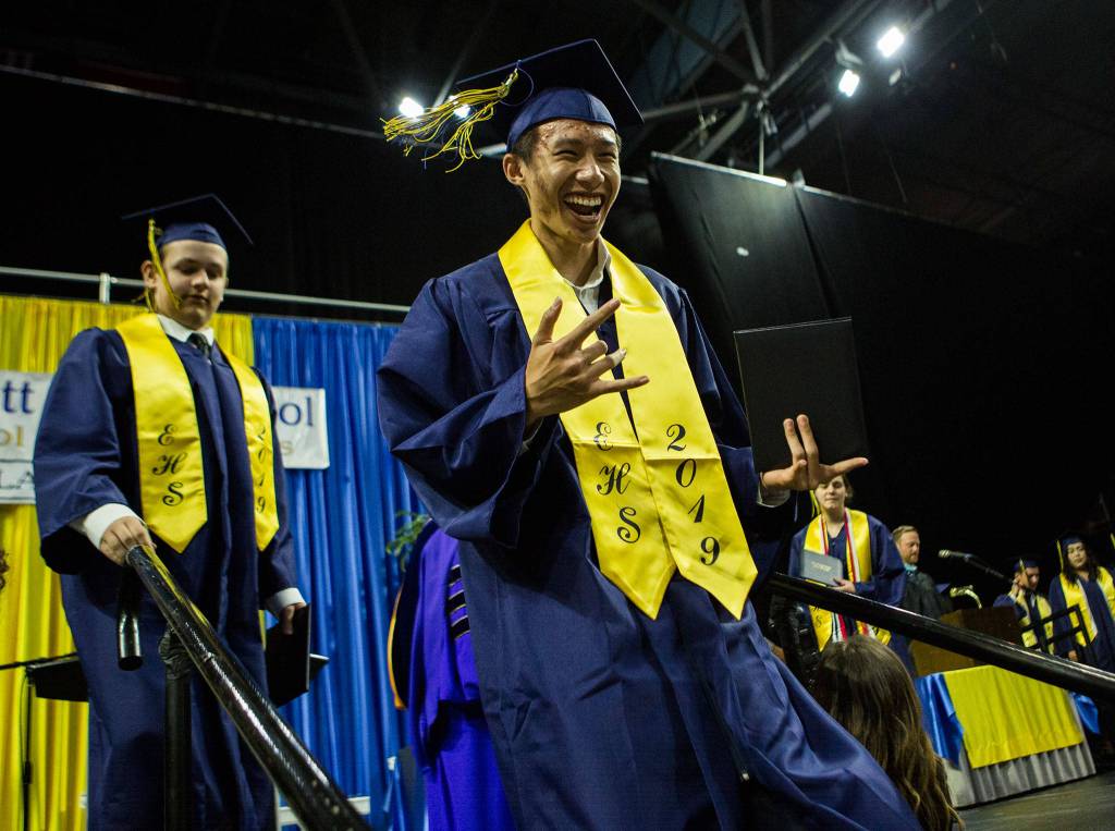 Scenes from Everett High School graduation at Angel of the Winds Arena on Saturday, June 15, 2019 in Everett, Wash. (Olivia Vanni / The Herald)