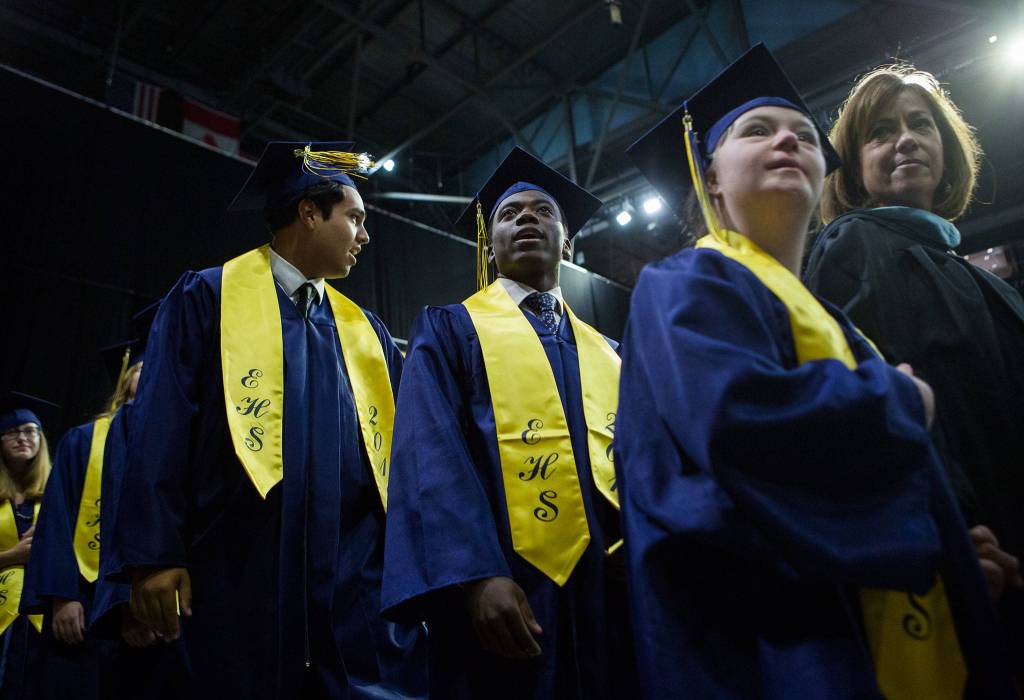 Scenes from Everett High School graduation at Angel of the Winds Arena on Saturday, June 15, 2019 in Everett, Wash. (Olivia Vanni / The Herald)