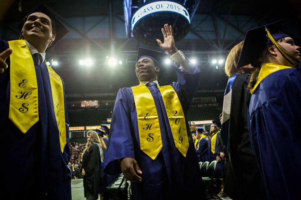 Scenes from Everett High School graduation at Angel of the Winds Arena on Saturday, June 15, 2019 in Everett, Wash. (Olivia Vanni / The Herald)