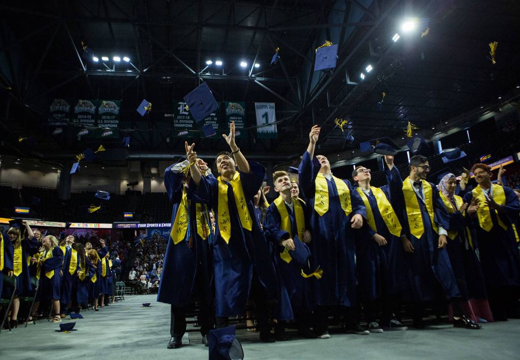 Scenes from Everett High School graduation at Angel of the Winds Arena on Saturday, June 15, 2019 in Everett, Wash. (Olivia Vanni / The Herald)