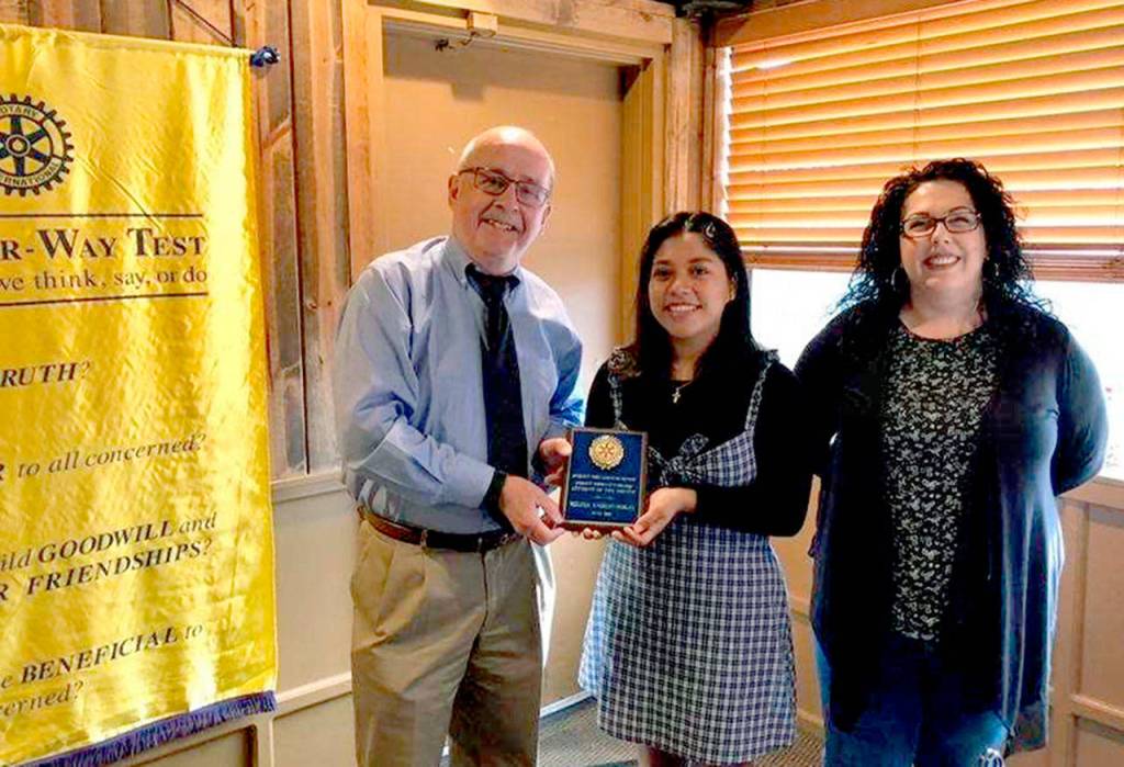 Rotary of Everett                                 Rotary of Everett President-elect Reid Shockey (left), Everett Community College student of the month Melissa Angeles (center) and instructor Christine Vasquez.