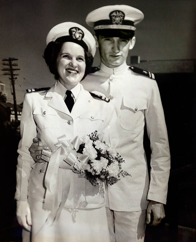 Both naval officers, Teresa and Clifford Schmierer were in uniform when they married in 1946. (Family Photo)