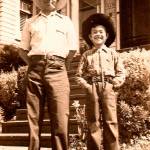 Father and son Billy and Mel Sturman in front of their Everett home in 1942. (Washington Jewish Museum)