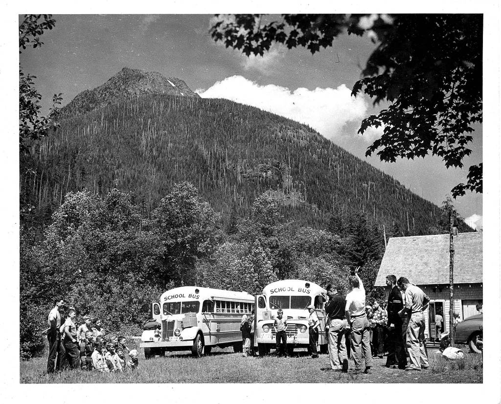 Buses wait at Camp Silverton in an undated photo. (Courtesy Larry ODonnell)