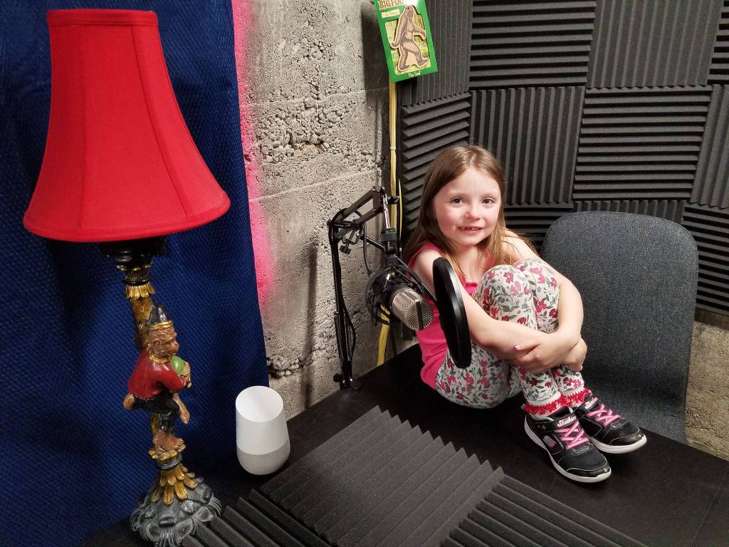 Maezie Ellis, 7, helps with the podcasts. (Submitted photo)