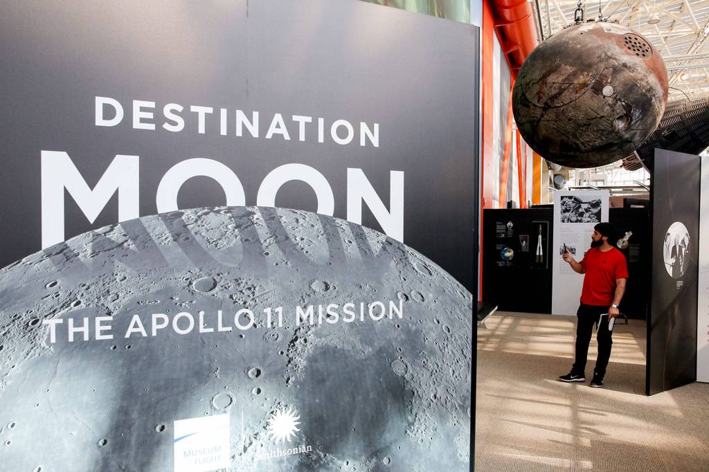 Destination Moon: The Apollo Mission at the Museum of Flight is on display through Sept. 2. (Kevin Clark / The Herald)