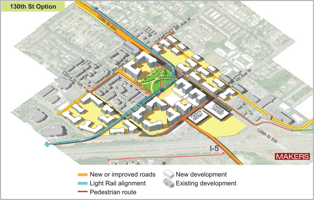 Another possible vision of the future Mariner light rail station area. (Snohomish County)