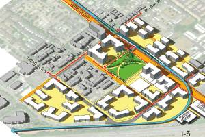 One possible vision of the future Mariner light rail station area. (Snohomish County)