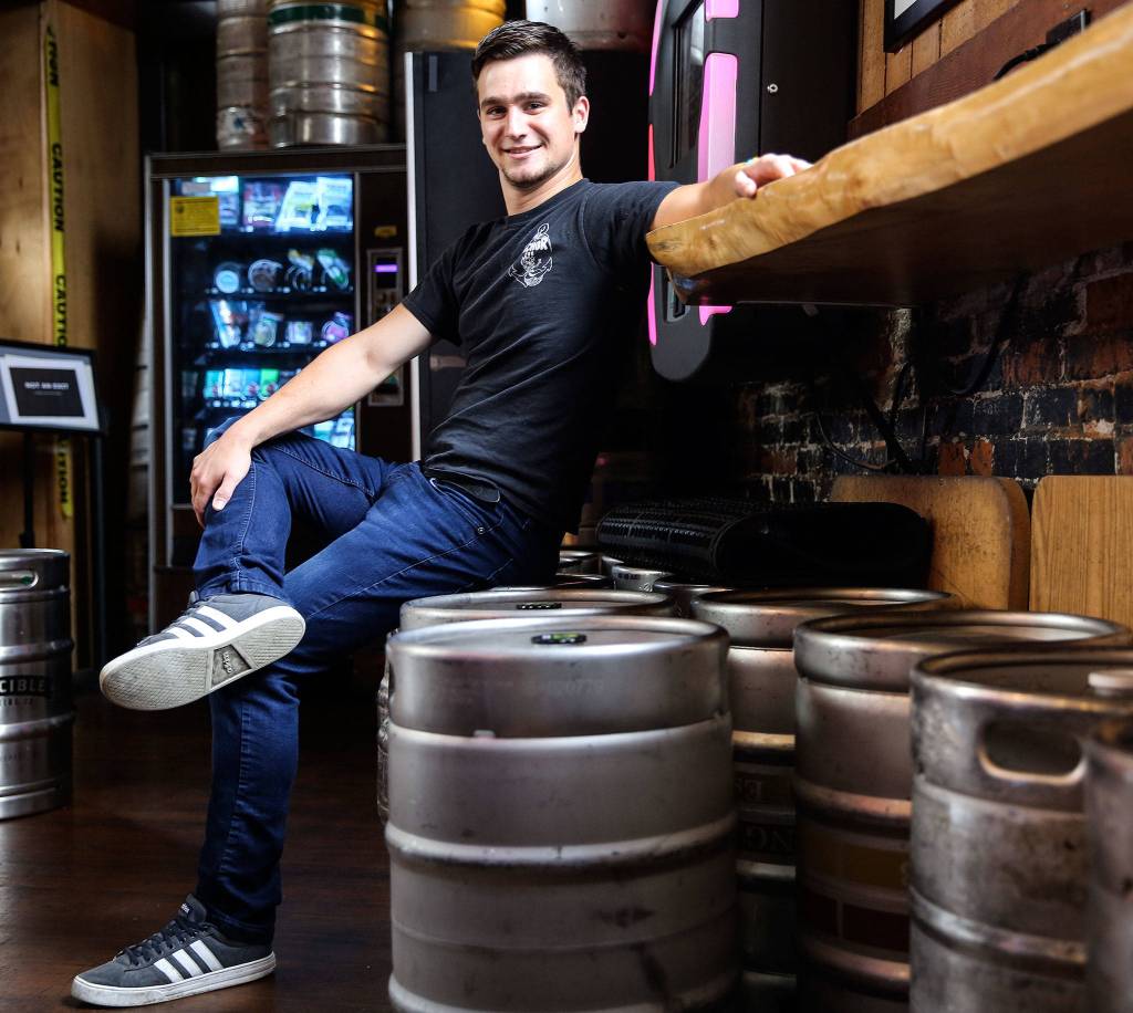 Cameron McCaffree, 26, is a bartender at The Anchor Pub in Everett. (Kevin Clark / The Herald)