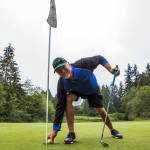 Wayne Lauerman at the 7th hole where he made his hole-in-ones one month apart at Harbour Pointe Golf Club on July 3 in Everett. (Olivia Vanni / The Herald)