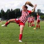 Kenzie Thompson-Sheldon and Snohomish United G05 Black will play for the 14-and-under girls national title next week in Kansas. (Andy Bronson / The Herald)