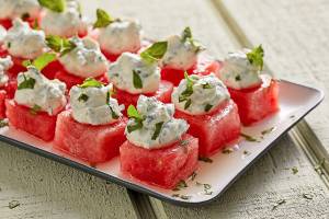 A delightful summer romance between watermelon and goat cheese