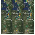 This illustration shows three scenarios developed for the Ultra-High-Speed Ground Transportation study. (Washington State Department of Transportation)