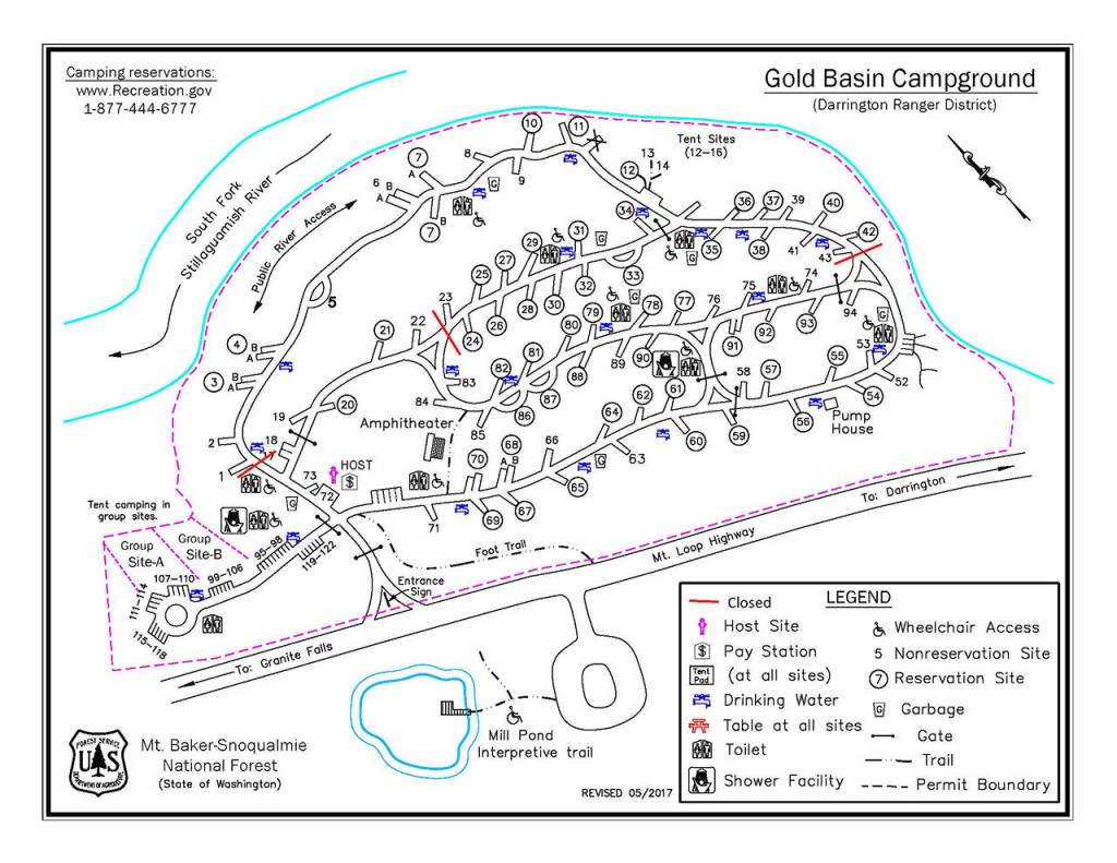 This map shows where the camp sites are closed at Gold Basin. (U.S. Forest Service)