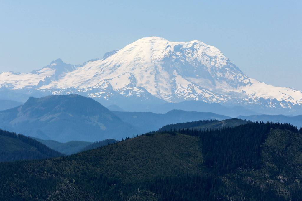 Mount Rainier looms large on the Mount Margaret trail near Snoqualmie Pass. (Kevin Clark / The Herald)