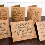 A set of Shakespearean insult greeting cards, created by Everett artist Rosemary Jones, will be one of several door prizes at the Wiggums Hollow Park performance. (Rosemary Jones)