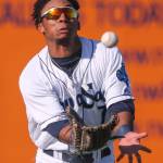 AquaSox outfielder DeAires Moses races to catch a pop-up during a game against the Dust Devils on July 28, 2019, at Funko Field at Everett Memorial Stadium. (Kevin Clark / The Herald)
