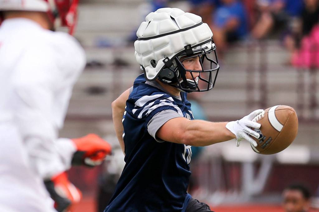 Scenes of the Cougar Championship Passing Tournament at Lakewood High School in Marysville on July 27, 2019. (Kevin Clark / The Herald)