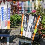 Jake Sharpe, owner North Cascades Nursery, builds chairs from donated skis. (Kevin Clark / The Herald)