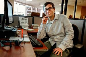 Ian Davis-Leonard was the Heralds news intern this summer. He was a 3-year-old when columnist Julie Muhlstein featured his family in a column. Ians two moms shared their story in 2002. (Dan Bates / The Herald)