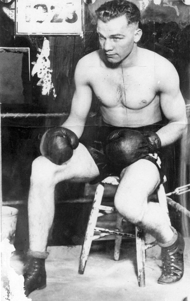 Dode Bearcat Bercot, shown here in a publicity shot, claimed the Pacific Coast lightweight title in 1923 and inspired Monroe High School to name its athletic teams the Bearcats. (Monroe Historical Society & Museum)