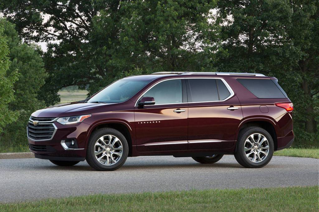 The Chevrolet Traverse has three rows of seats and can accommodate up to eight passengers when equipped with a second-row bench. (Manufacturer photo)