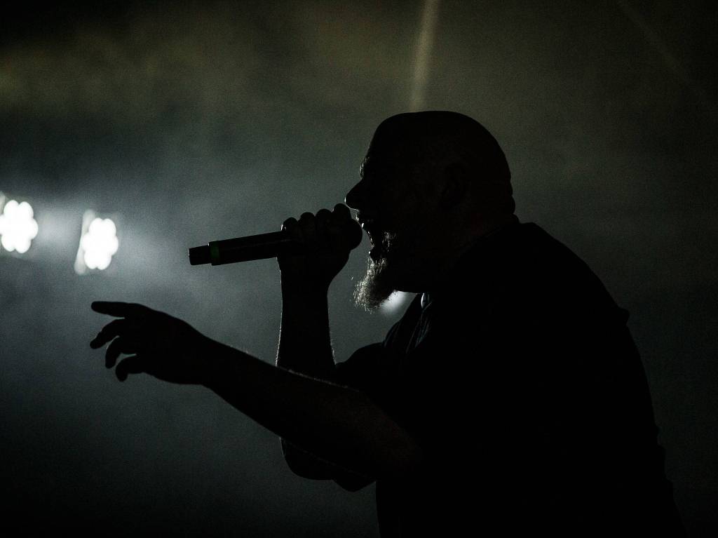 Brother Ali performs at the Cabin Stage during the second day of Summer Meltdown on Friday, Aug. 2, 2019 in Darrington, Wash. (Olivia Vanni / The Herald)