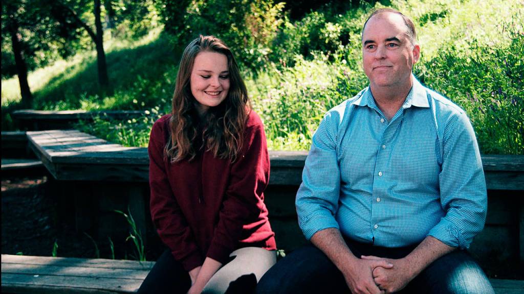 IndieFlix                                Jim Wulff and daughter Sarah Wulff in the documentary Angst. The father and daughter discuss Sarahs issues.
