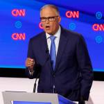 Washington Gov. Jay Inslee participates in the second of two Democratic presidential primary debates hosted by CNN July 31 at the Fox Theatre in Detroit. (AP Photo/Paul Sancya)