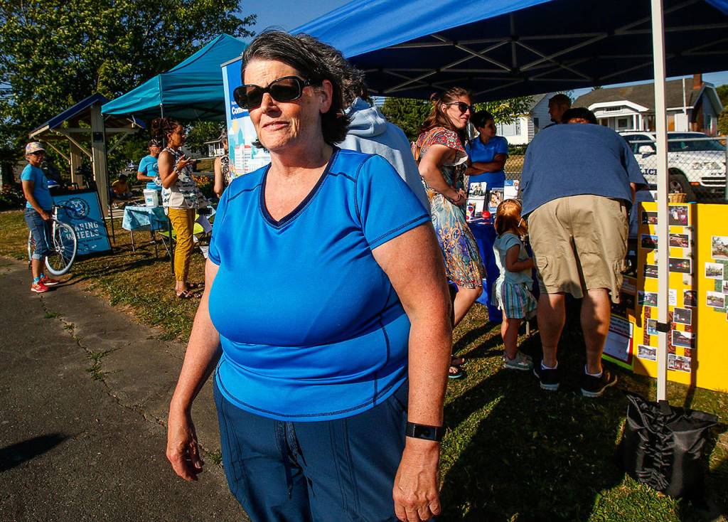 Pamela Lynn, secretery of Riverside Neighborhood Association, has lived there since 2004 and has seen an increase in homelessness. Police are here to protect us, she said, but theres a lot we can do ourselves. (Dan Bates / The Herald)