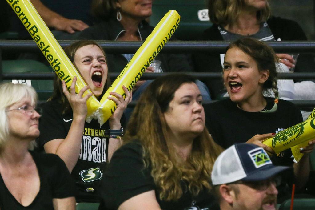 Scenes of the Seattle Storms final regular season home game against the Dallas Wind Thursday evening at Angel of the Wings in Everett on August 8, 2019. The Storm won 69-57. (Kevin Clark / The Herald)