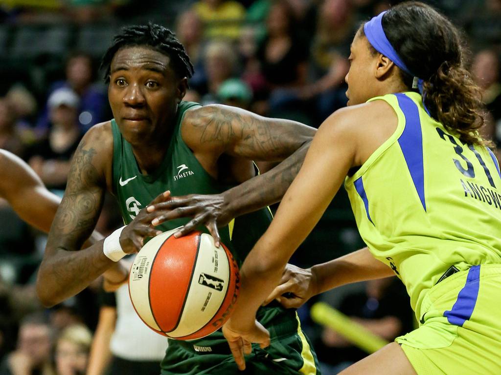Scenes of the Seattle Storms final regular season home game against the Dallas Wind Thursday evening at Angel of the Wings in Everett on August 8, 2019. The Storm won 69-57. (Kevin Clark / The Herald)