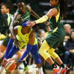 Scenes of the Seattle Storms final regular season home game against the Dallas Wind Thursday evening at Angel of the Wings in Everett on August 8, 2019. The Storm won 69-57. (Kevin Clark / The Herald)