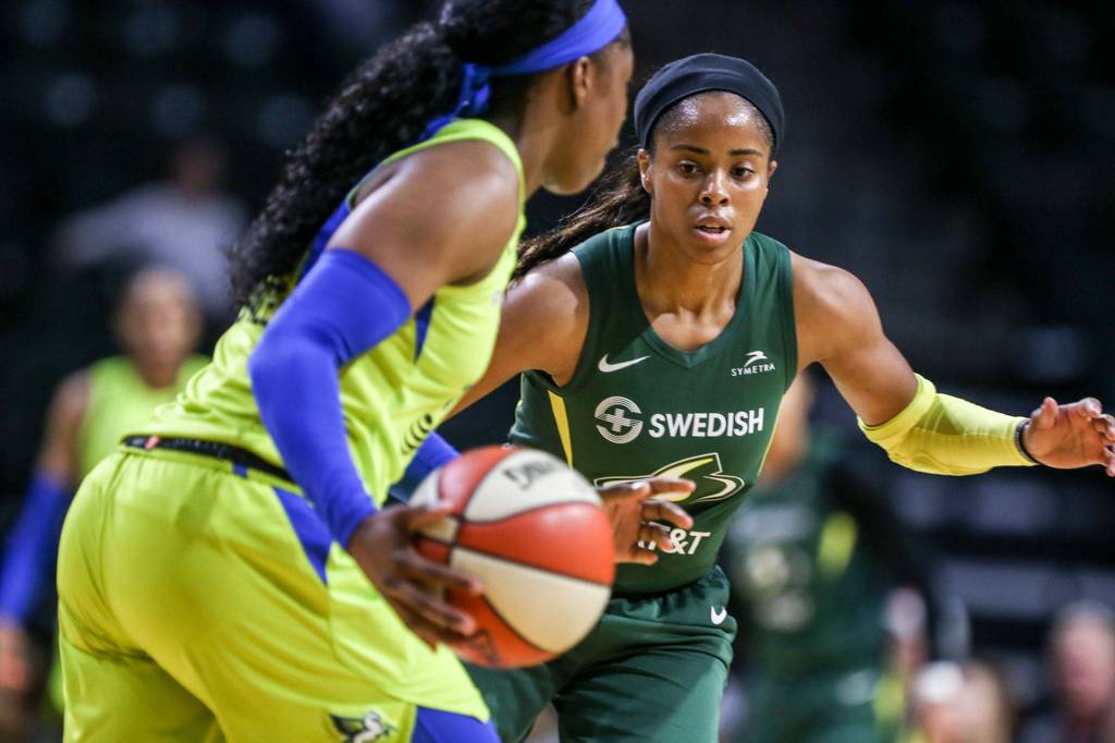 Scenes of the Seattle Storms final regular season home game against the Dallas Wind Thursday evening at Angel of the Wings in Everett on August 8, 2019. The Storm won 69-57. (Kevin Clark / The Herald)