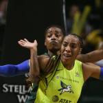 Scenes of the Seattle Storms final regular season home game against the Dallas Wind Thursday evening at Angel of the Wings in Everett on August 8, 2019. The Storm won 69-57. (Kevin Clark / The Herald)