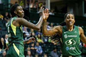 Scenes of the Seattle Storms final regular season home game against the Dallas Wind Thursday evening at Angel of the Wings in Everett on August 8, 2019. The Storm won 69-57. (Kevin Clark / The Herald)