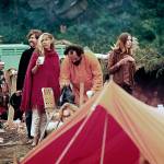 Sky River Rock Festival organizer Paul Dorpat (center with beard) at the 1968 Labor Day weekend event near Sultan. The La Conner author Tom Robbins is second from left at the event that drew big-name bands and thousands of people. (Courtesy Museum of Pop Culture)