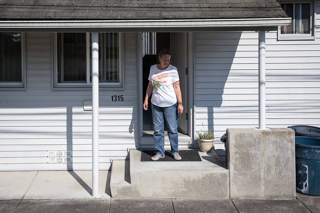 Kathleen Mullen is one of the last residents to leave as the aging WWII-era housing heads toward demolition. (Lizz Giordano / The Herald)