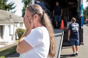 After almost three decades at Baker Heights, emotions spill over for Kathleen Mullen as she prepares to move to a new home. (Lizz Giordano / The Herald)