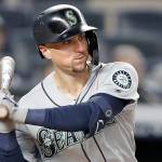 Seattles Braden Bishop takes a swing during a May 9 game against the Yankees in New York. (AP Photo/Kathy Willens)