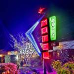 The 9-foot Langley Motel neon sign by Tim Leonard is the citys unofficial welcome sign. The motel owners wanted a retro Vegas-style sign. (Michael Stadler / Stadler Studio Photography)