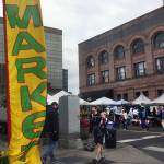 The Everett Farmers Market adjusted quickly to its new location on Wetmore Avenue on Aug. 4, following a move from the Port of Everetts Boxcar Park. (Sue Misao / The Herald)
