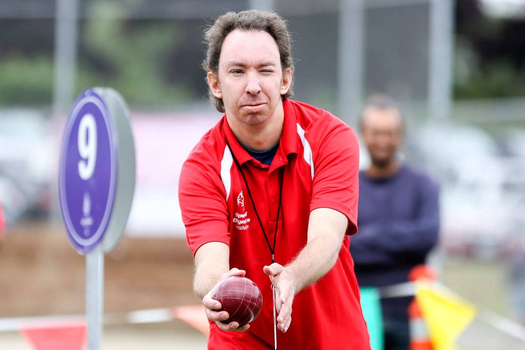 Scenes from the Bocce tournament during the Special Olympics Washington Summer State Games Saturday morning at Kasch Park in Everett on August 17, 2019. (Kevin Clark / The Herald)