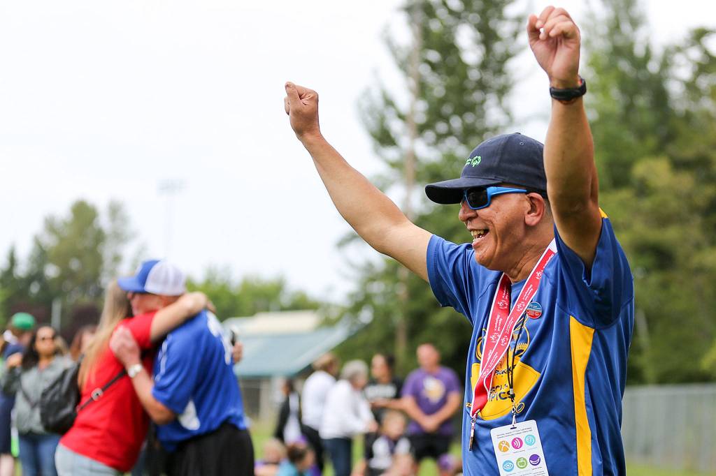Scenes from the Bocce tournament during the Special Olympics Washington Summer State Games Saturday morning at Kasch Park in Everett on August 17, 2019. (Kevin Clark / The Herald)