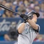 Seattles Kyle Seager follows through on his eighth-inning home run Saturday in Toronto, which was the difference in the Mariners 4-3 win over the Blue Jays. (Fred Thornhill/The Canadian Press via AP)