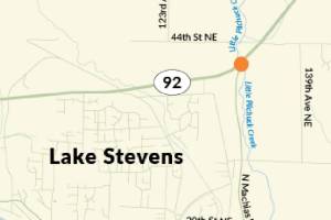 Map of the Highway 92 - Little Pilchuck Creek fish passage project. (The state Department of Transportation)