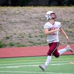 Junior Daniel Eriksson runs long for a pass during practice at Cascade High School on Wednesday, Aug. 21. (Katie Webber / The Herald)