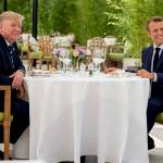 President Donald Trump sits for lunch with French President Emmanuel Macron at the Hotel du Palais in Biarritz, south-west France on Saturday. (AP Photo/Andrew Harnik)